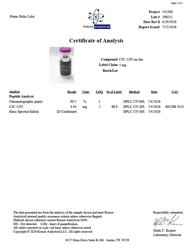 CJC-1295 (NO DAC) 5mg Certificate of Analysis 2