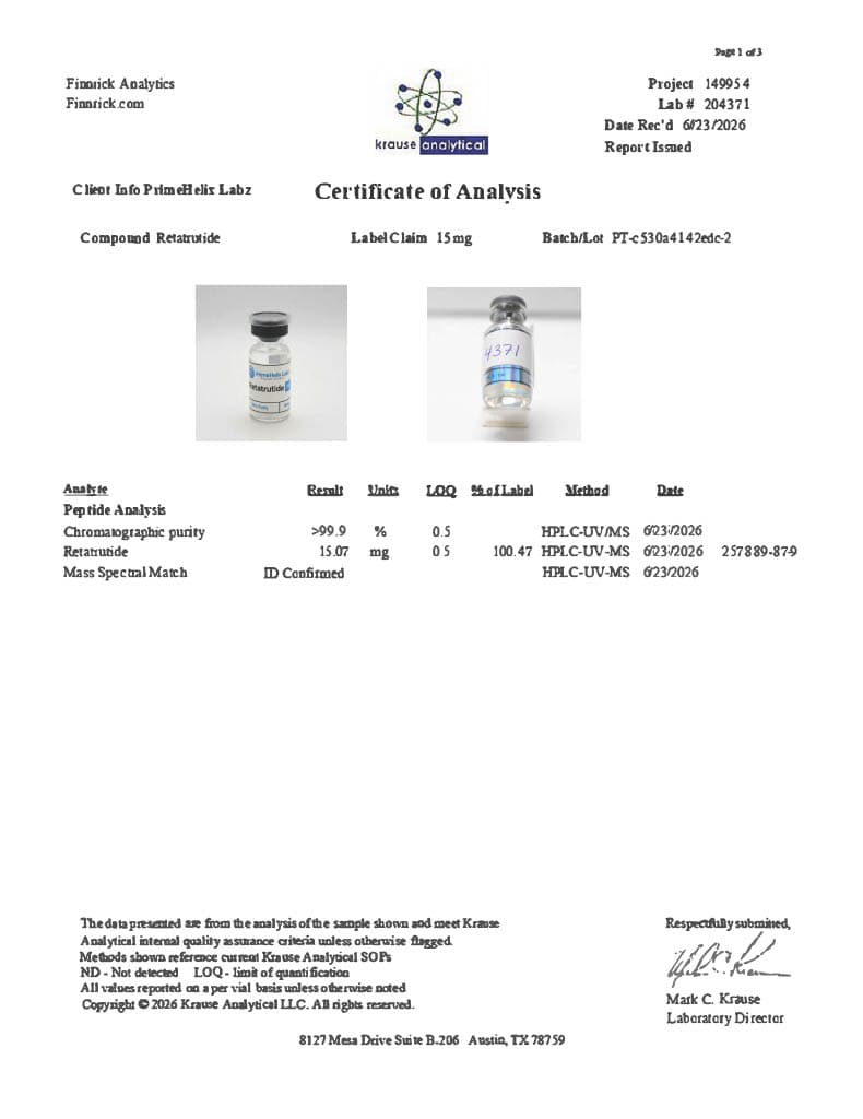 PH-RT3 15mg Certificate of Analysis — PT-c530a414edc-2