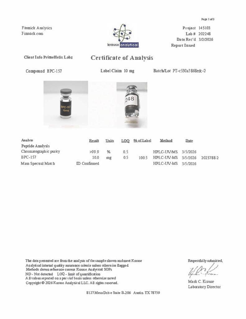 BPC-157 10mg Certificate of Analysis 1