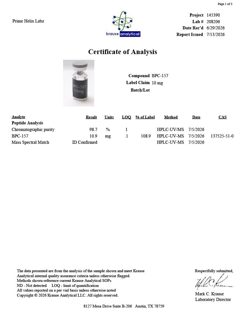 BPC-157 10mg Certificate of Analysis 2