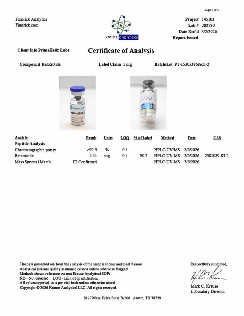 PH-RT3 5mg Certificate of Analysis 1
