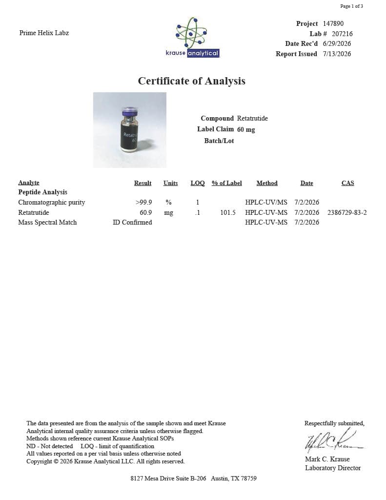 PH-RT3 60mg Certificate of Analysis 1