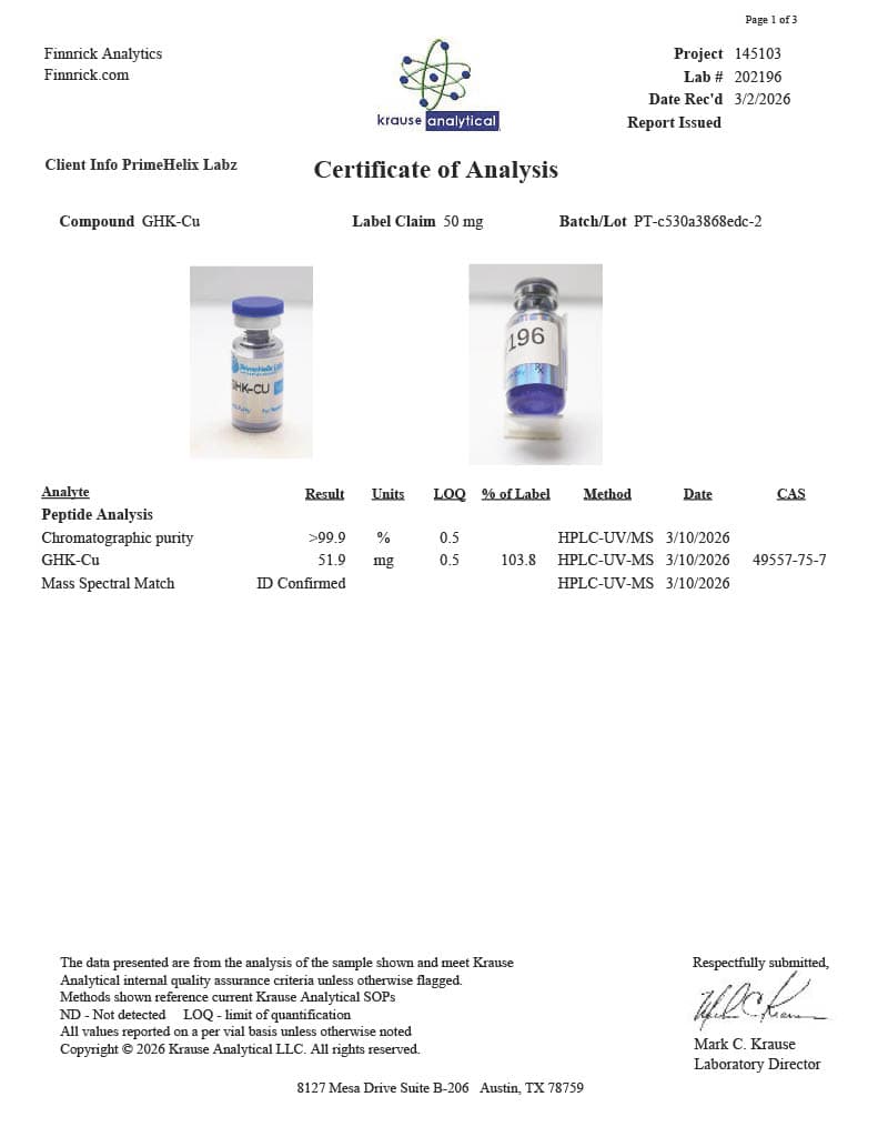 GHK-Cu 50mg Certificate of Analysis 1