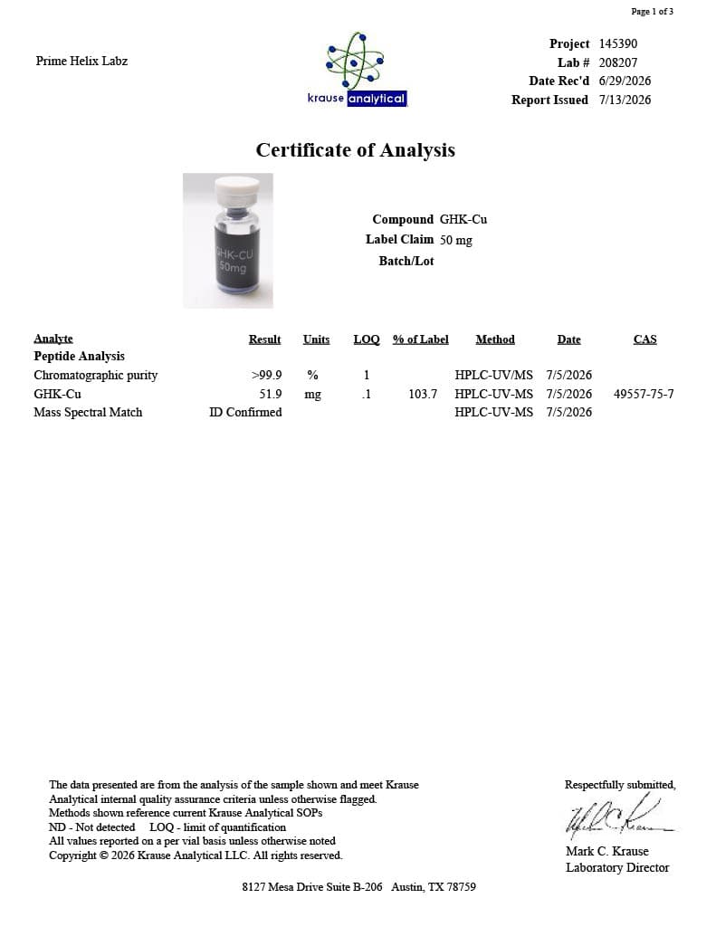 GHK-Cu 50mg Certificate of Analysis 2
