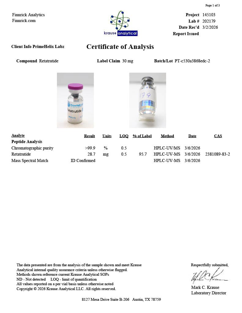 PH-RT3 30mg Certificate of Analysis 1