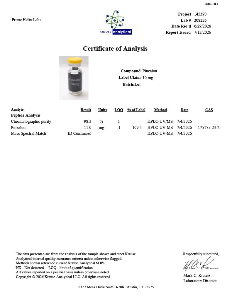 Pinealon 10mg Certificate of Analysis 2