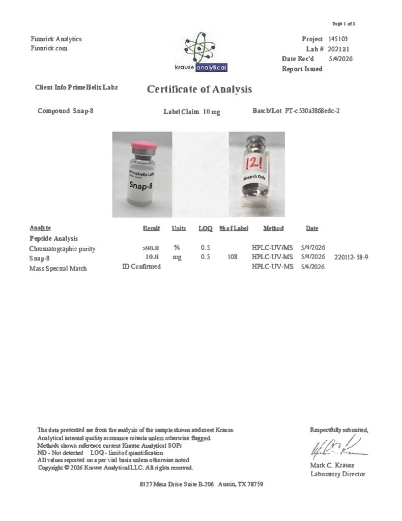 SNAP-8 10mg Certificate of Analysis