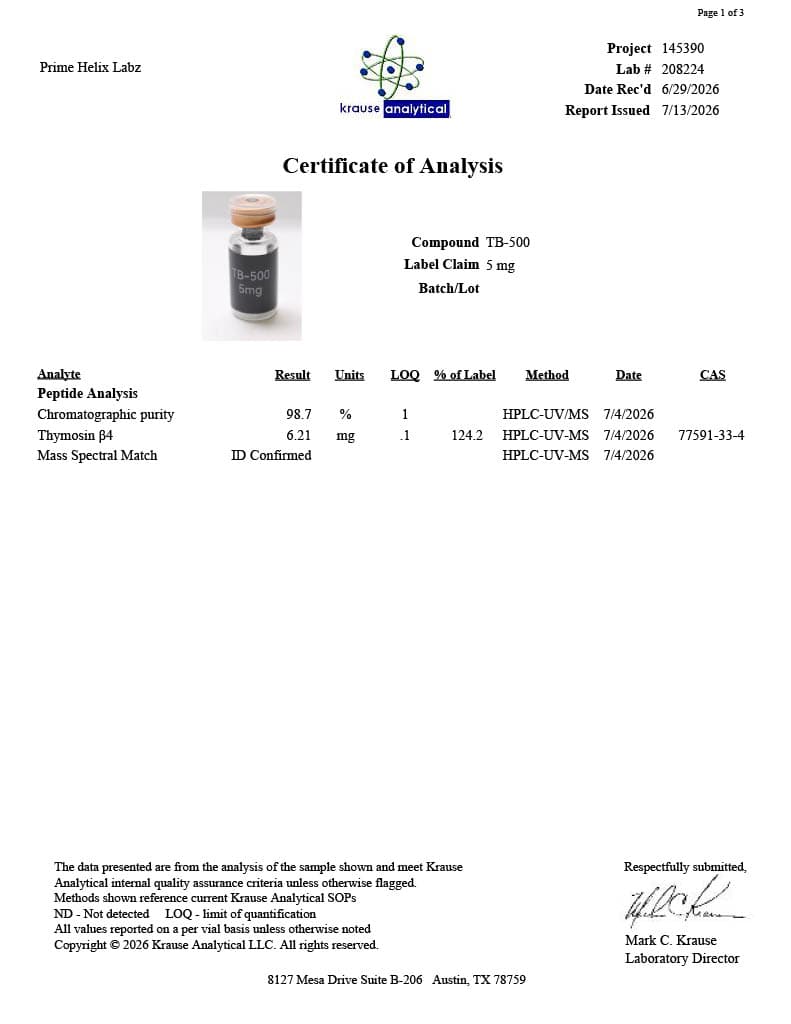 TB-500 5mg Certificate of Analysis 2