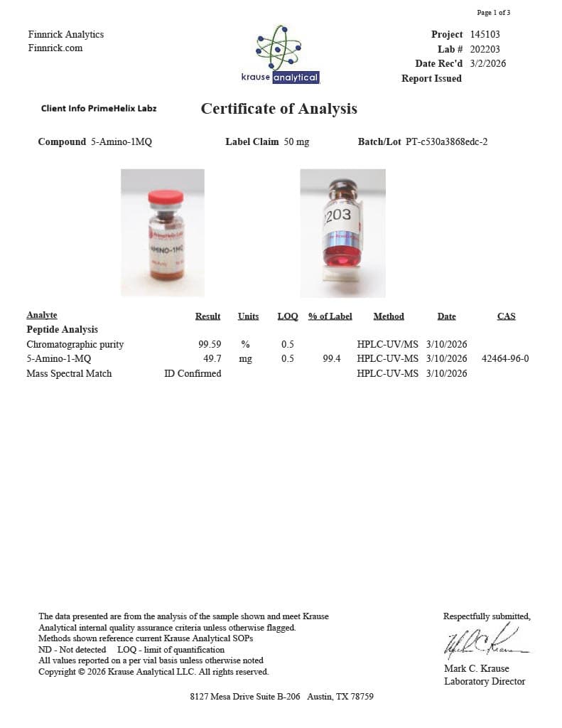 5-Amino-1MQ 50mg Certificate of Analysis 1