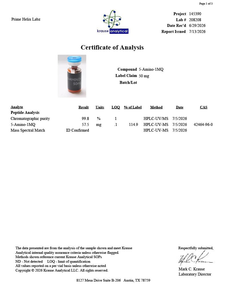 5-Amino-1MQ 50mg Certificate of Analysis 2