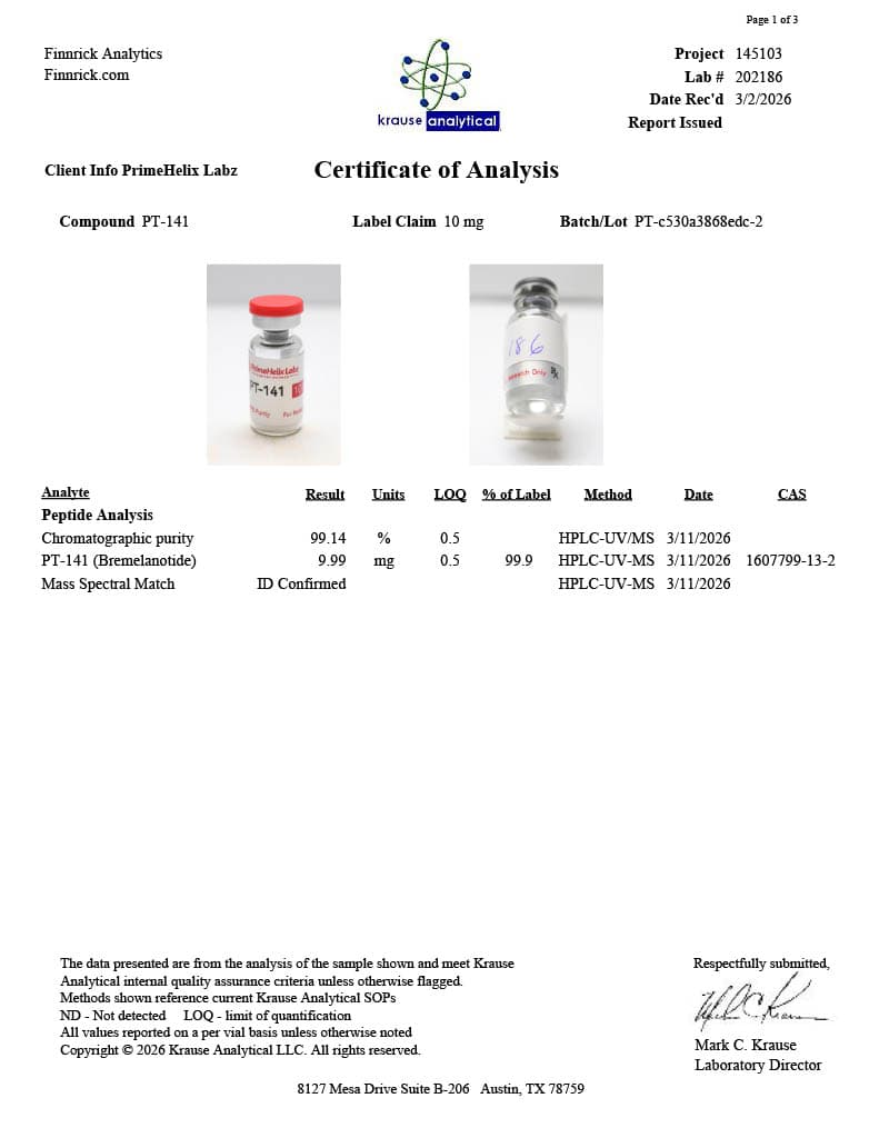 PT-141 10mg Certificate of Analysis 1