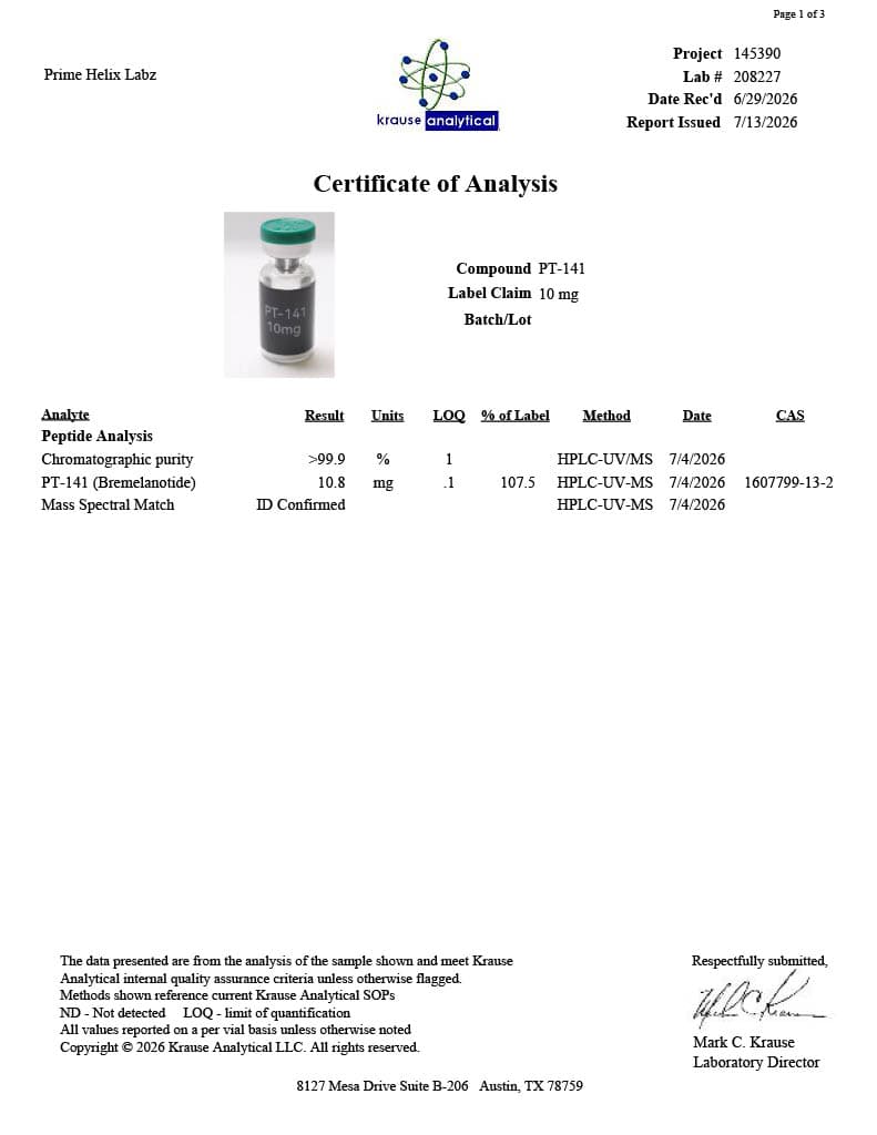 PT-141 10mg Certificate of Analysis 2
