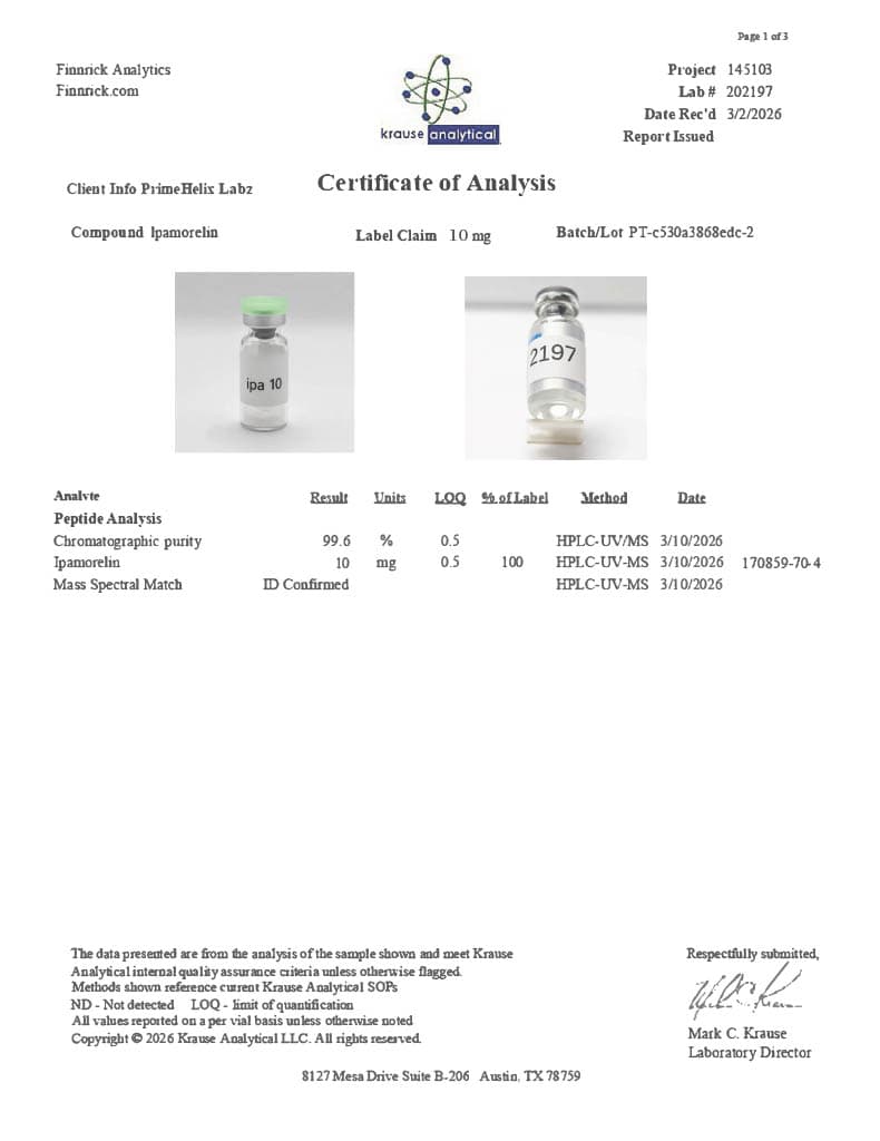 Ipamorelin 10mg Certificate of Analysis 1