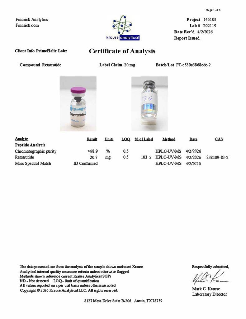 PH-RT3 20mg Certificate of Analysis — PT-c5303868edc-2