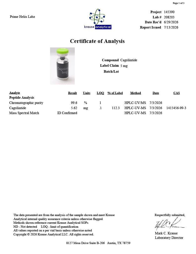 Cagrilintide 5mg Certificate of Analysis 2