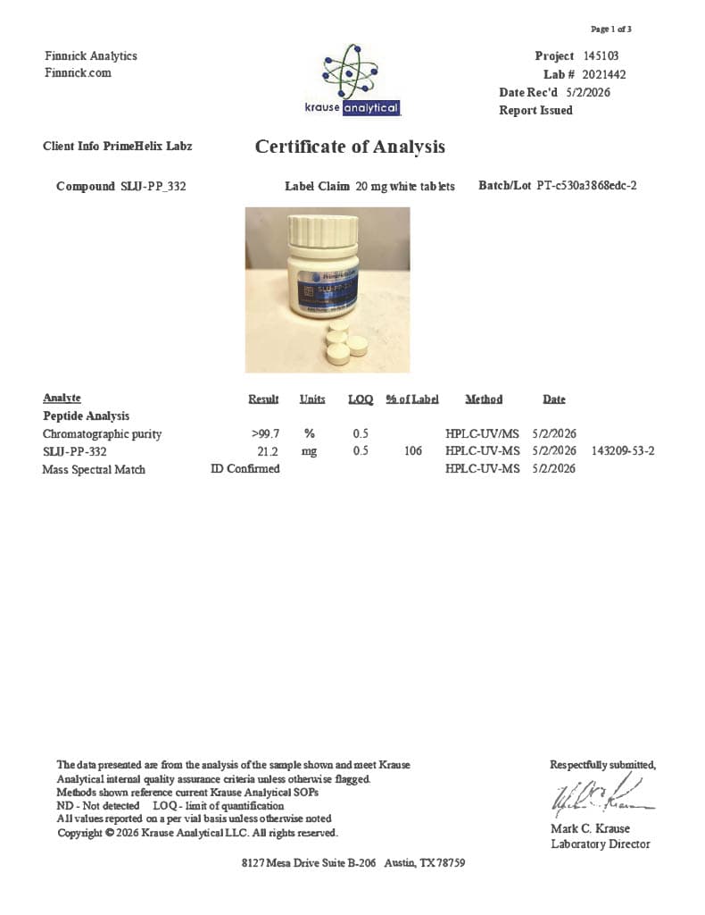 SLU-PP-332 20mg Certificate of Analysis
