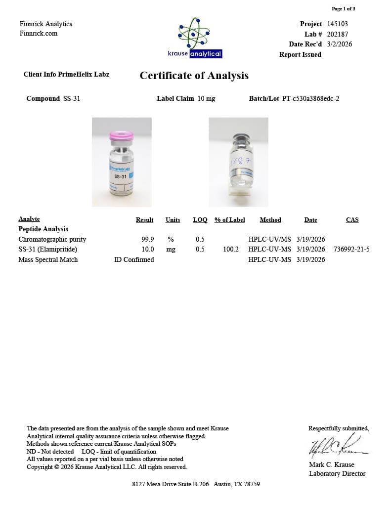 SS-31 10mg Certificate of Analysis