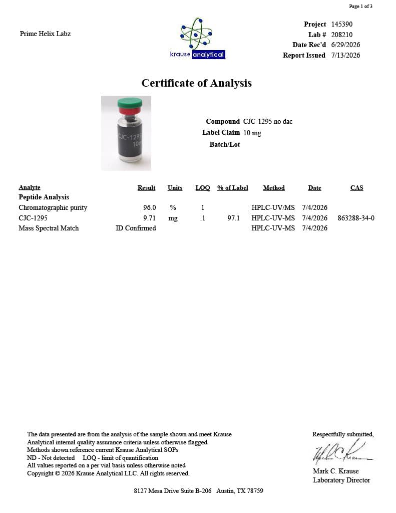 CJC-1295 (NO DAC) 10mg Certificate of Analysis 2