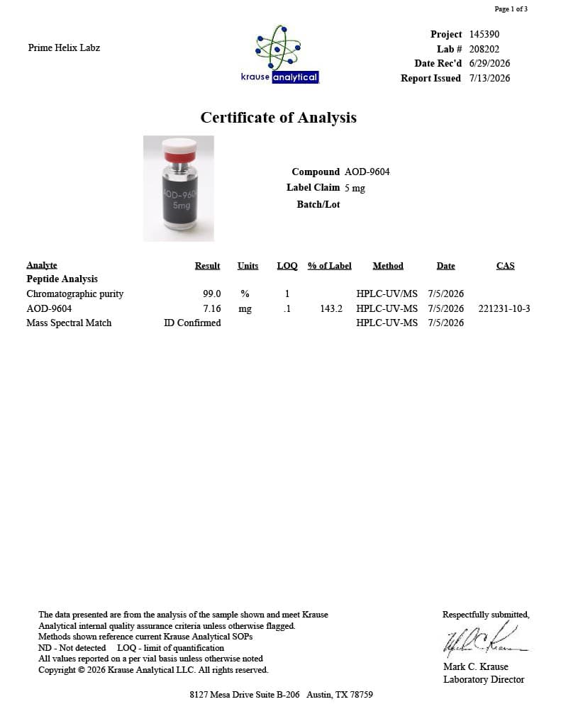 AOD-9604 5mg Certificate of Analysis 2