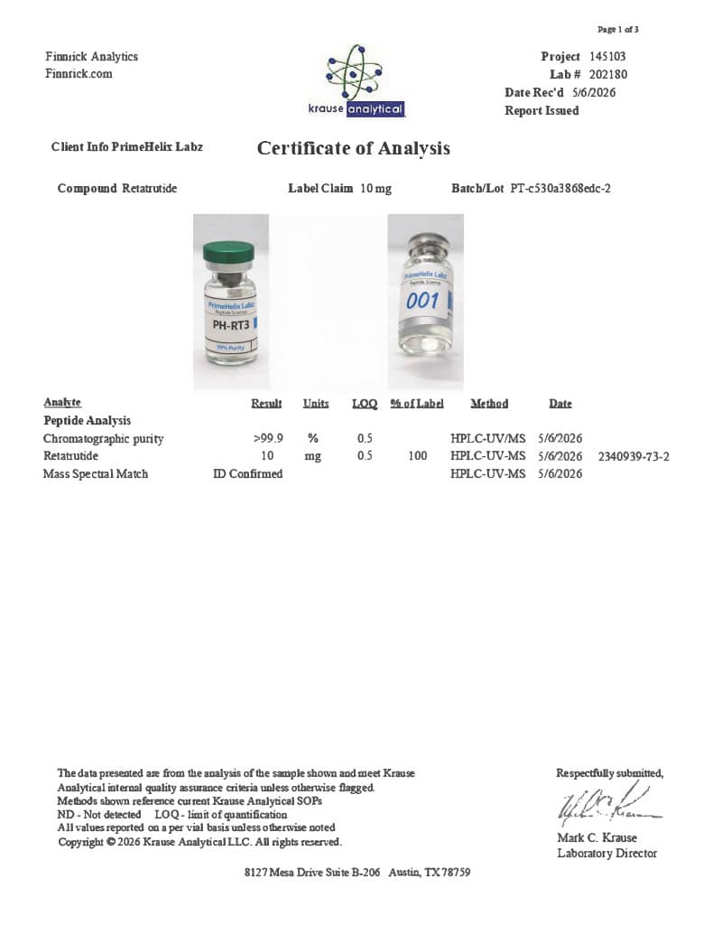 PH-RT3 10mg Certificate of Analysis 1
