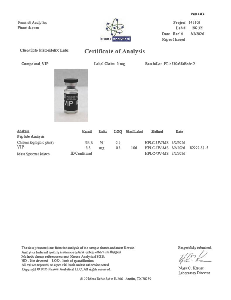 VIP 5mg Certificate of Analysis 1
