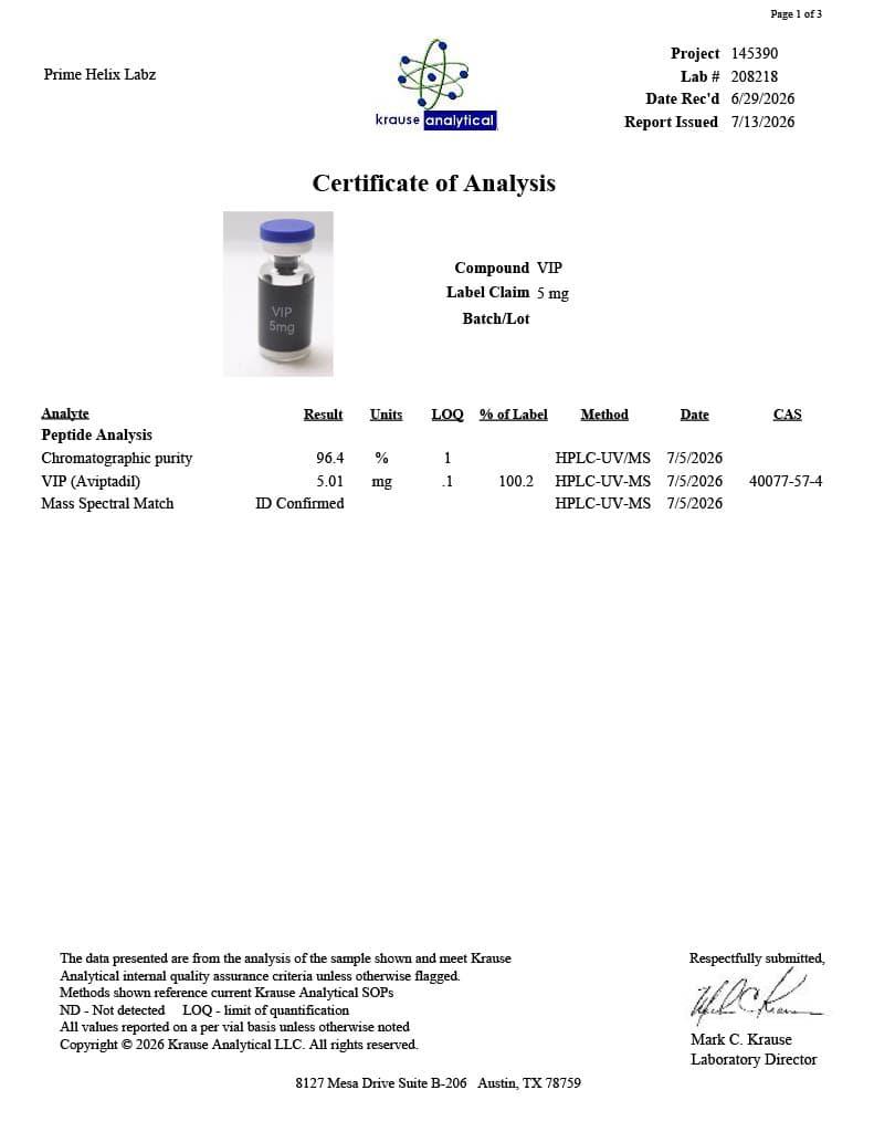 VIP 5mg Certificate of Analysis 2